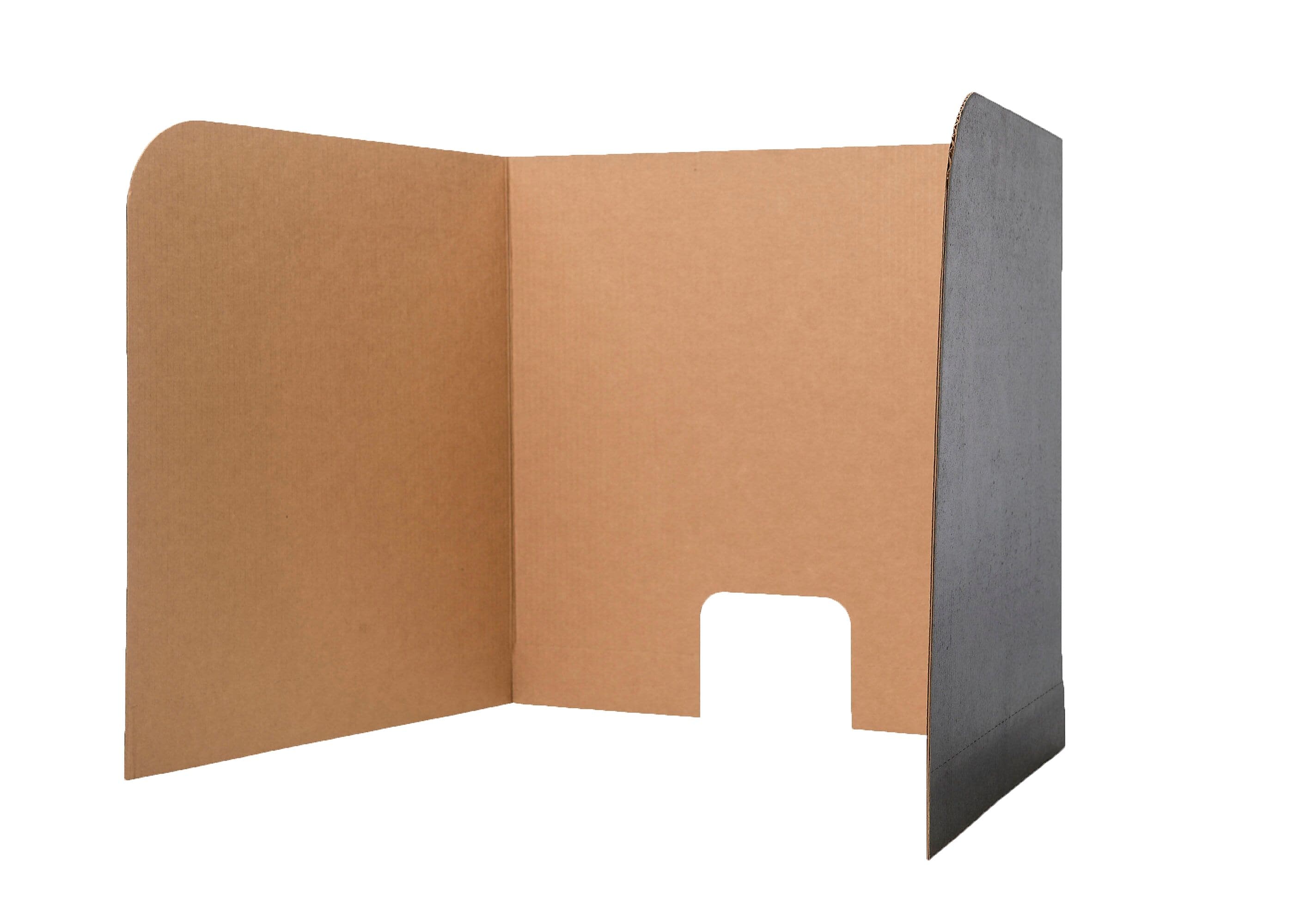 Flipside Foldable Cardboard Freestanding Computer Privacy Screen w/Pass-through Window, 23"H x 70"W, Black, 24/Pack (61861)