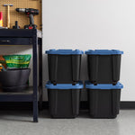 Iris 46 Quart Storage Container with Latching Lid, Plastic, Black, 4/Pack (500410)