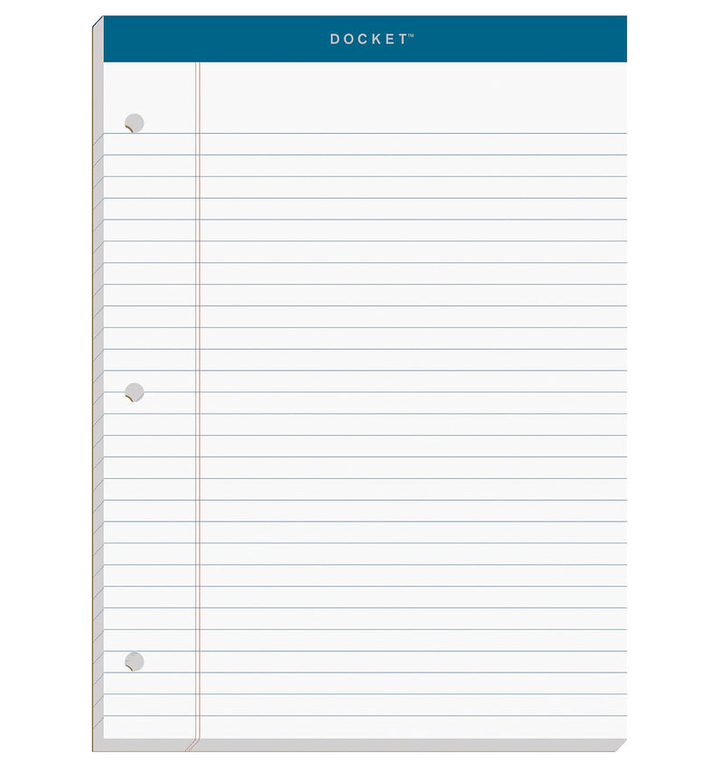 TOPS Double Docket Notepad, 8.5" x 11.75", Wide Ruled, White, 100 Sheets/Pad (63379)