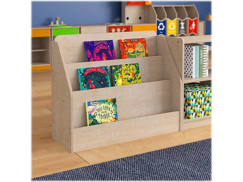 Flash Furniture Bright Beginnings 3-Section Book Display Unit, 25.75"H x 31.5"W x 11.75"D, Brown (MK-KE24299-GG)