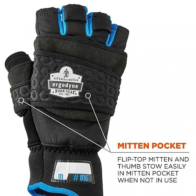 ProFlex 816 Thermal Flip-Top Gloves, Black, Large (17344)