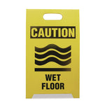 Economy Floor Sign, 12 X 14 X 20, Yellow/black, 2/pack