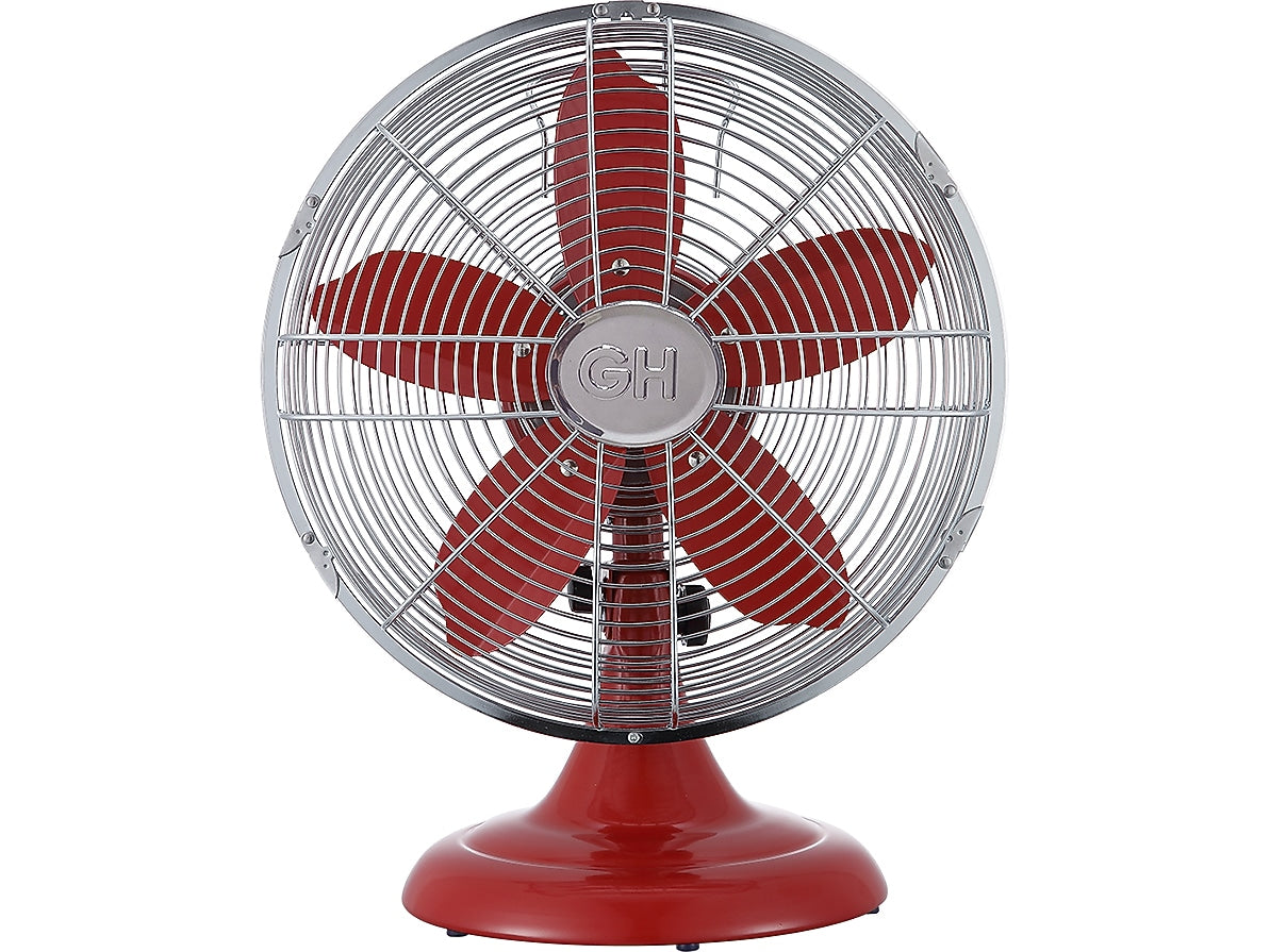 Good Housekeeping 12" Oscillating Desk Fan, 3-Speed, Red/Silver (92611)