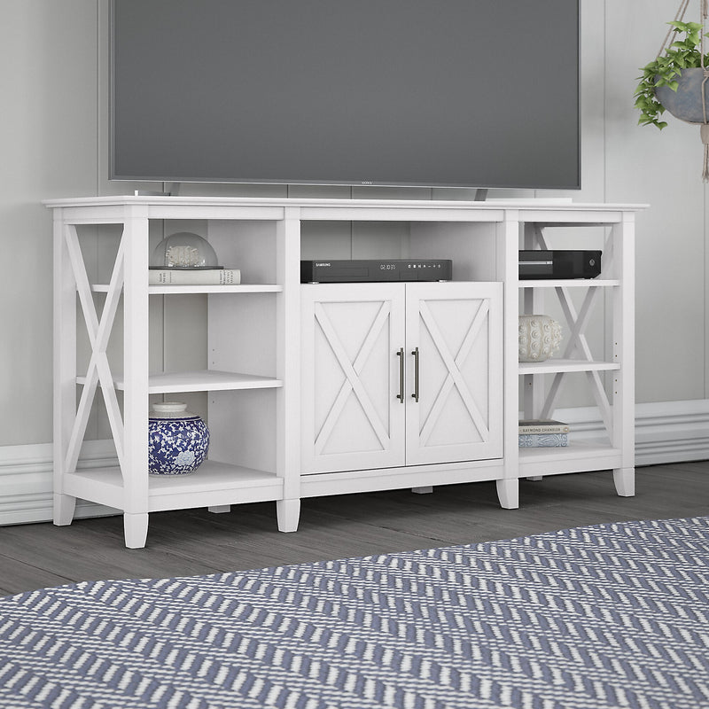 Bush Furniture Key West Console TV Stand, Screens up to 65", Pure White Oak (KWV160WT-03)