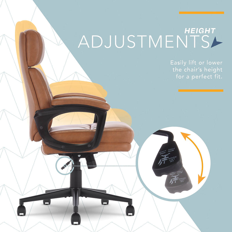 Click365 Classic Ergonomic Bonded Leather Swivel Executive Chair, Cognac (CCHR10022A)