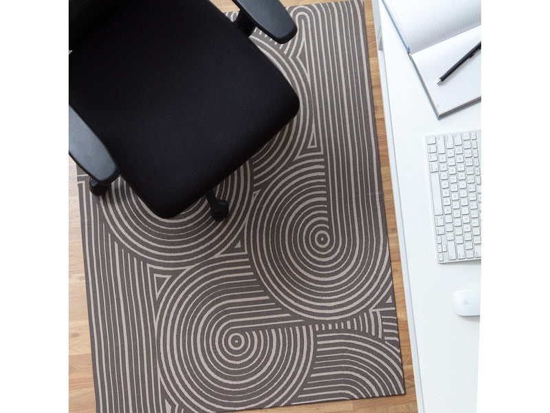 Anji Mountain Rug'd Brixey Carpet & Hard Floor Chair Mat, 36" x 48", Beige/Gray (AMB9037)