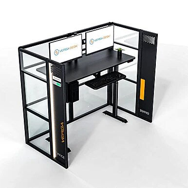 VersaDesk WorkNest 66"H x 81"W U-Shaped Cubicle Panel Workstation, Black (WNCC-7248-B)