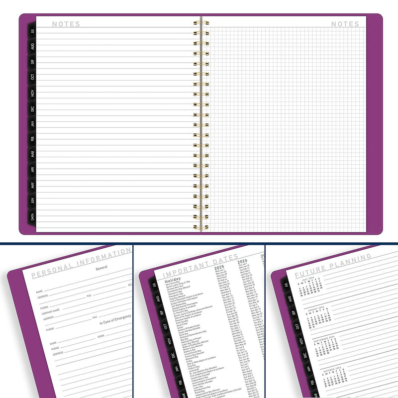 2025-2026 AT-A-GLANCE Contemporary 8.25" x 11" Academic Year Weekly & Monthly Planner, Faux Leather Cover, Purple