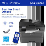 Brother MFC-L2820DW Compact Wireless Black & White Printer, All-In-One, Print, Scan, Copy, Fax, Refresh Subscription Ready