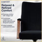 Finch NEO ONE Ergonomic Velvet Fabric/Wood Swivel Executive Chair, Black (52304-BLK)