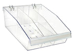Azar 5.75" x 11.75" Pegboard 3-Compartment Large Deep Bin Tray, Clear, 2/Pack (556134-L-DIV-2PK)