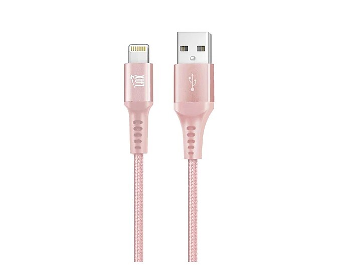 LAX Apple MFi Certified Lightning to USB Cable for Charge Sync 10ft, Rose Gold