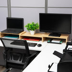 Mind Reader Adjustable Dual Monitor Stand, Up to 44 lbs., Brown (MDFMOND-BRN)