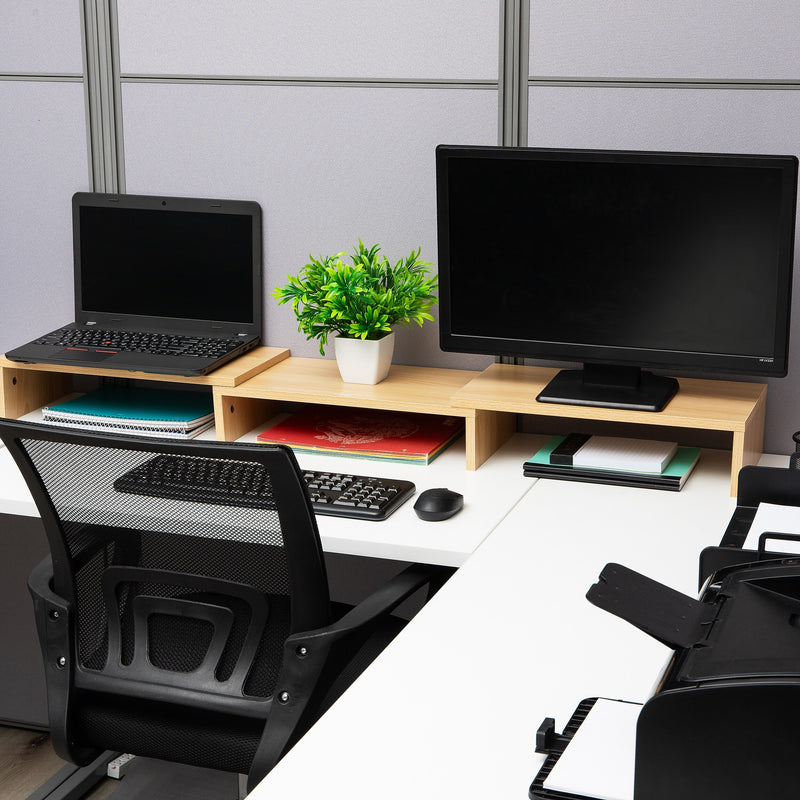 Mind Reader Adjustable Dual Monitor Stand, Up to 44 lbs., Brown (MDFMOND-BRN)