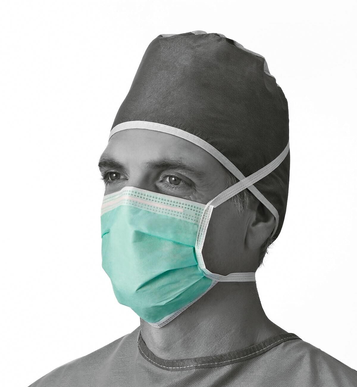 Medline Disposable Level 1 Surgical Face Masks with Aggressive Adhesive Tape, Adult, Green, 300/Carton (NON27361A)