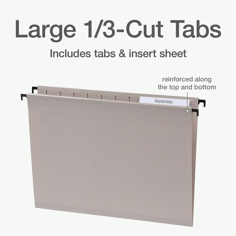 Pendaflex Heavy Duty Reinforced Hanging File Folder, Straight, Letter, Light gray, 20/Box (1006981)