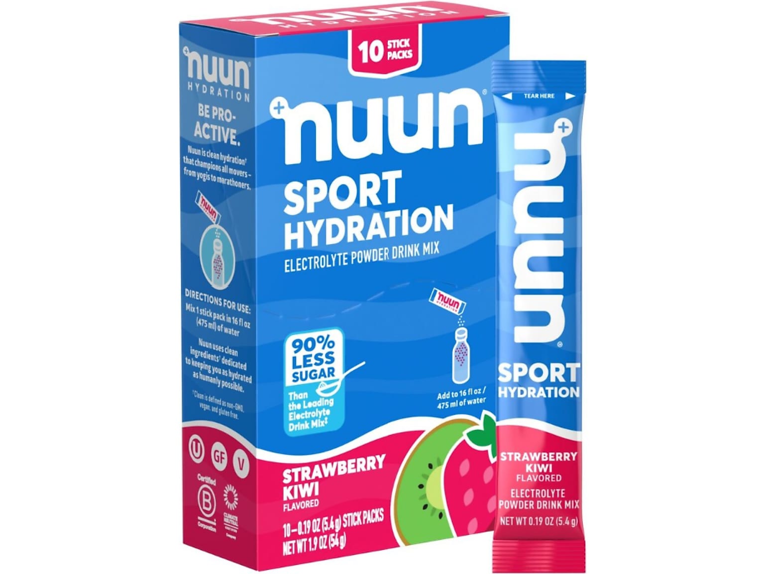 Nuun Sport Hydration Strawberry Kiwi Electrolyte Powder Drink Mix, 0.19 oz., 10 Packets/Box (12559332)