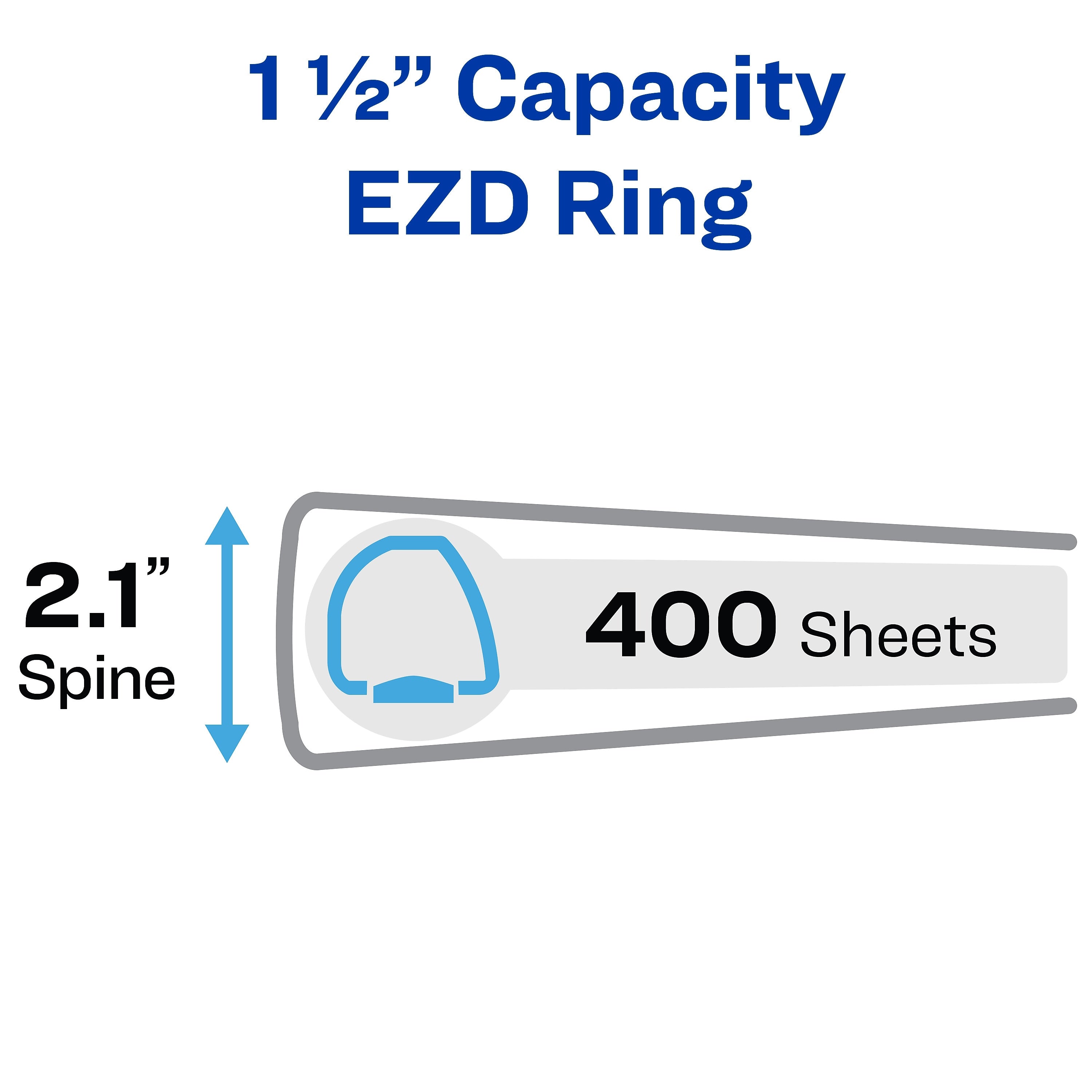 Avery Durable 1 1/2" 3-Ring View Binders, D-Ring, White (09401)