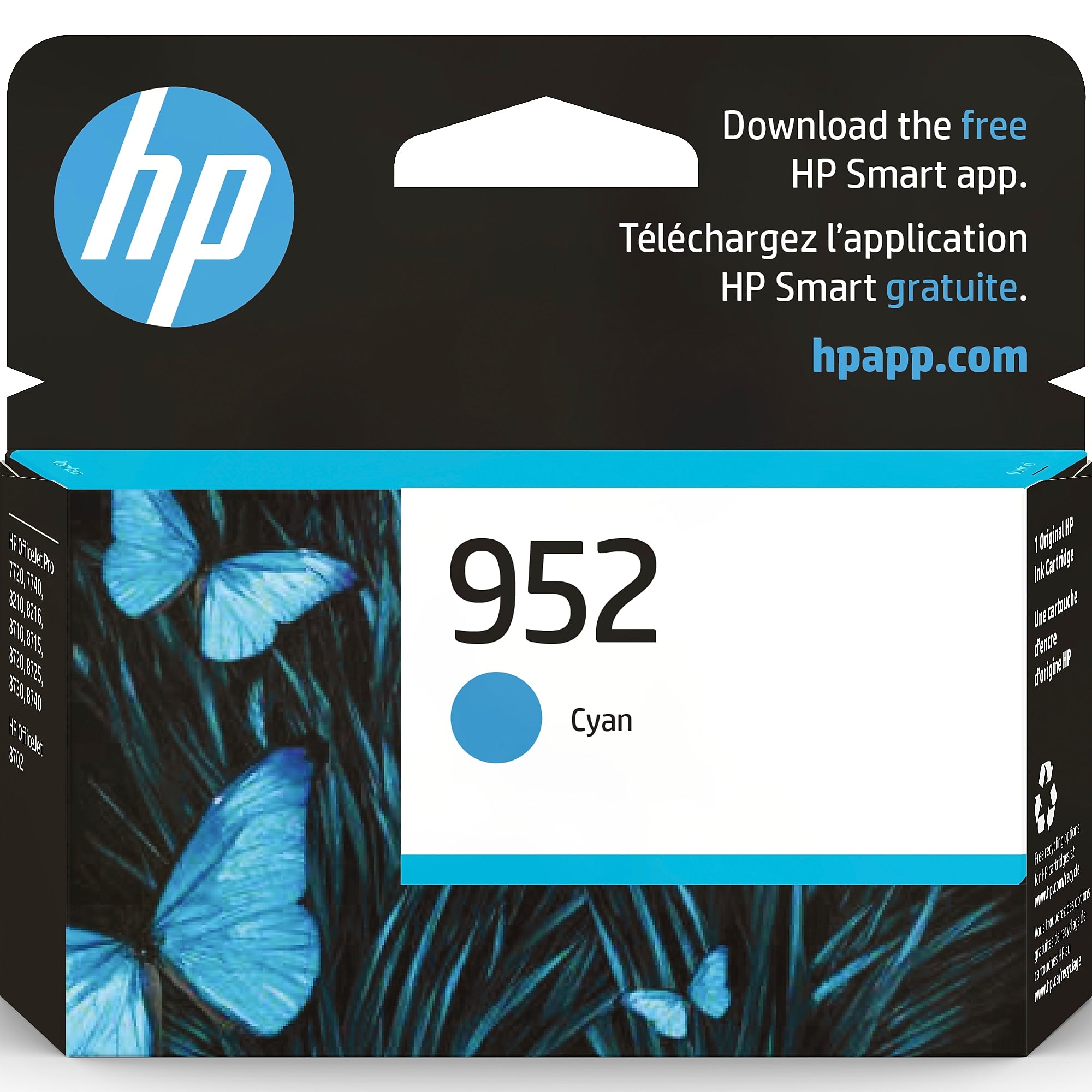 HP 952 Cyan Standard Yield Ink Cartridge, Prints Up to 630 Pages (L0S49AN#140)