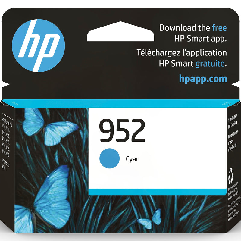 HP 952 Cyan Standard Yield Ink Cartridge, Prints Up to 630 Pages (L0S49AN#140)