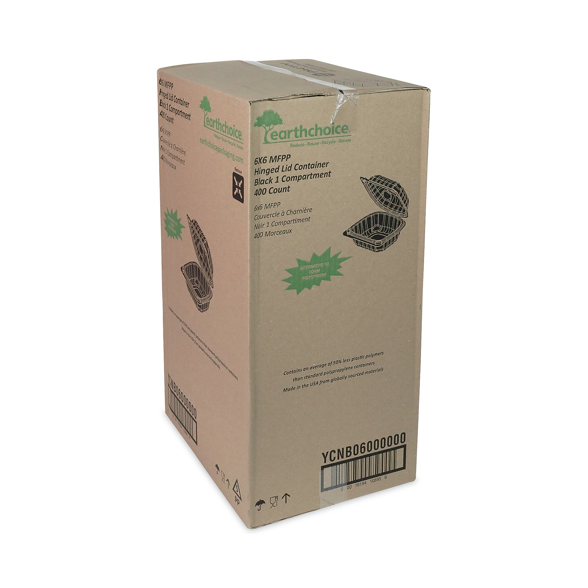 CONTAINER,HINGED,6X6,1,BK
