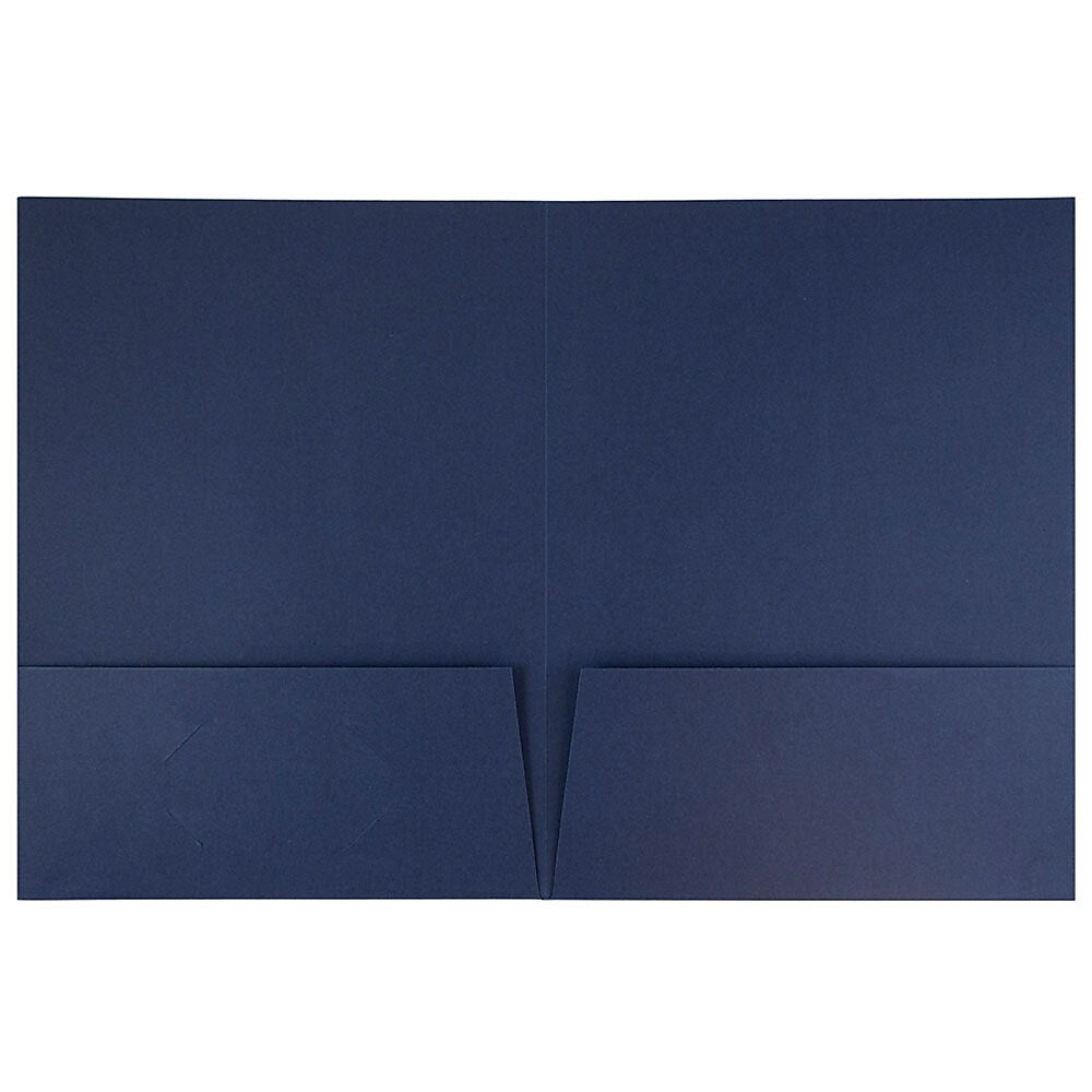 JAM Paper 2-Pocket Textured Linen Business Folders, Navy Blue, 25/Pack (386LNAA)