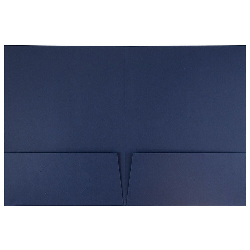 JAM Paper 2-Pocket Textured Linen Business Folders, Navy Blue, 25/Pack (386LNAA)