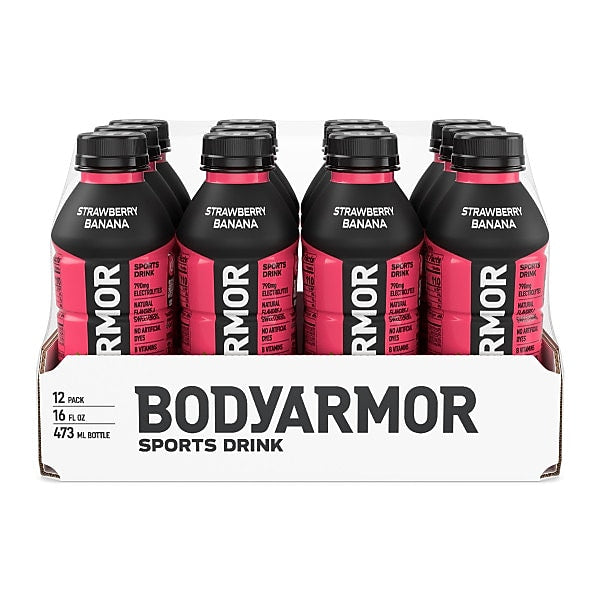 BodyArmor SuperDrink Strawberry Banana Sports Drink, 16 oz. Bottle, 12/Pack (100003-1.4)