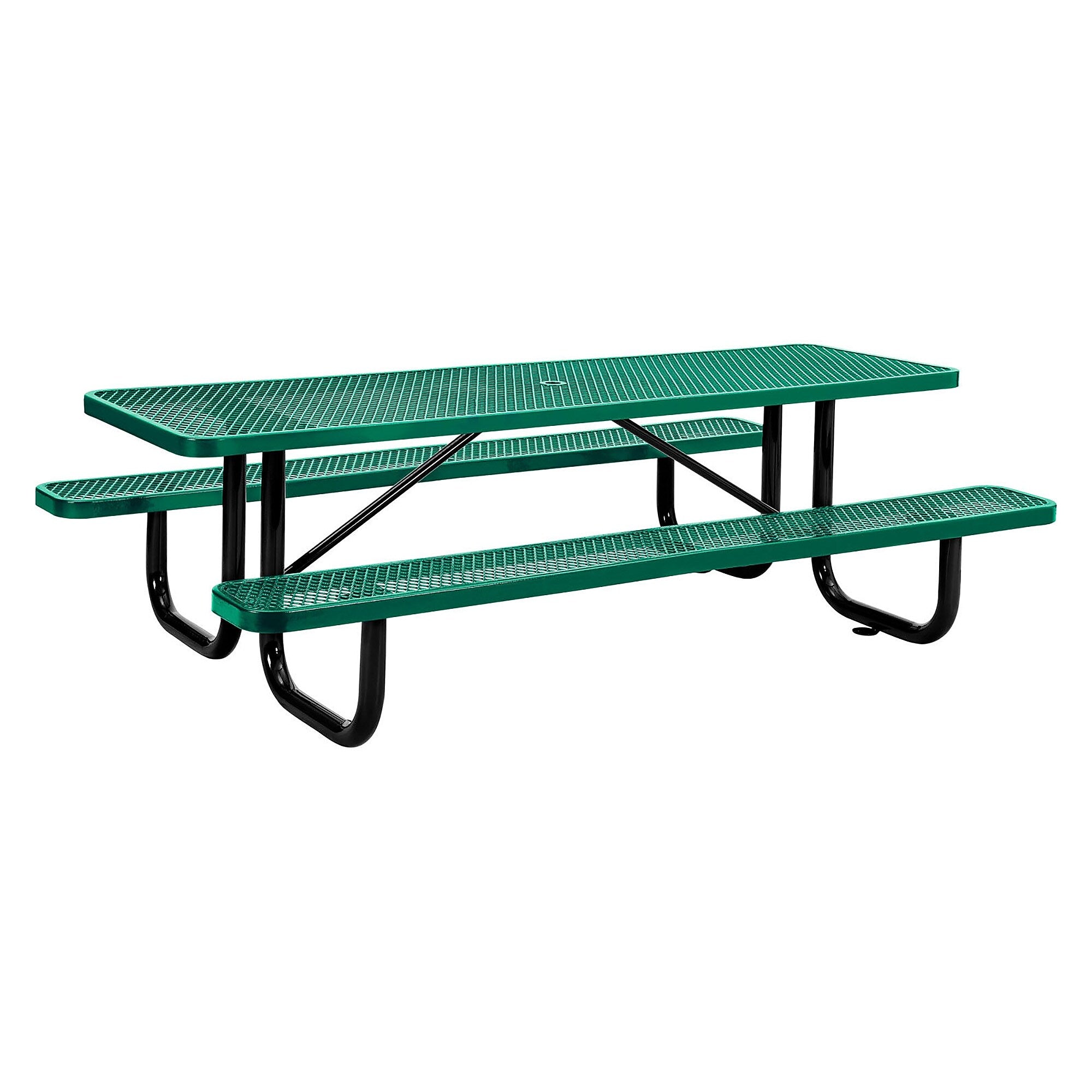 Global Industrial 8' Rectangular Picnic Table, Expanded Metal, Green (277153GN)