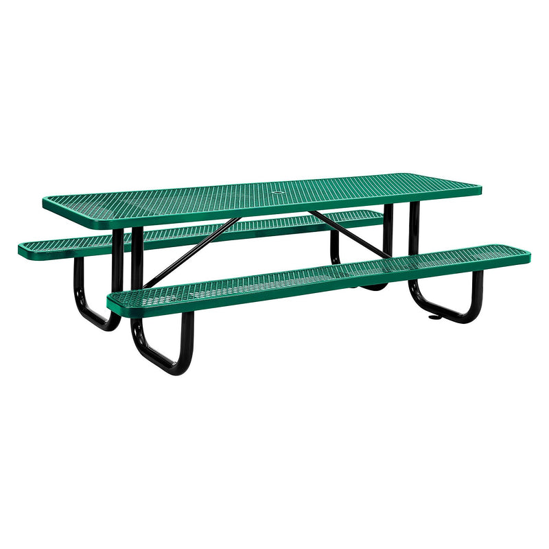 Global Industrial 8' Rectangular Picnic Table, Expanded Metal, Green (277153GN)