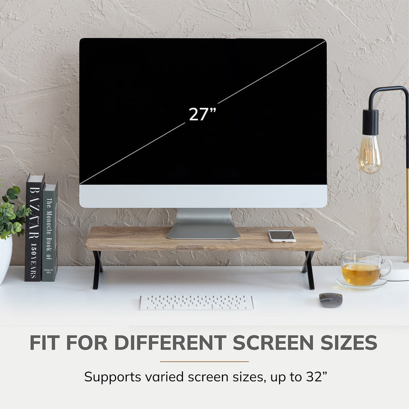 Anji Mountain Mango Wood & Metal Monitor Stand, Up to 32" Monitor, Natural (MS-MNG-04BLK)