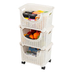 Mind Reader Plastic/Poly Mobile Kitchen Cart with Swivel Wheels, Ivory (ROLLBASK3-IVO)