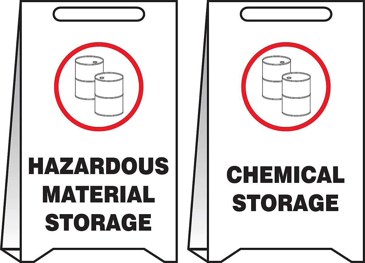 Accuform Slip-Gard HAZARDOUS MATERIAL STORAGE..Reversible Fold-Ups, Red/Black/White, 20"x12" (PFE436)
