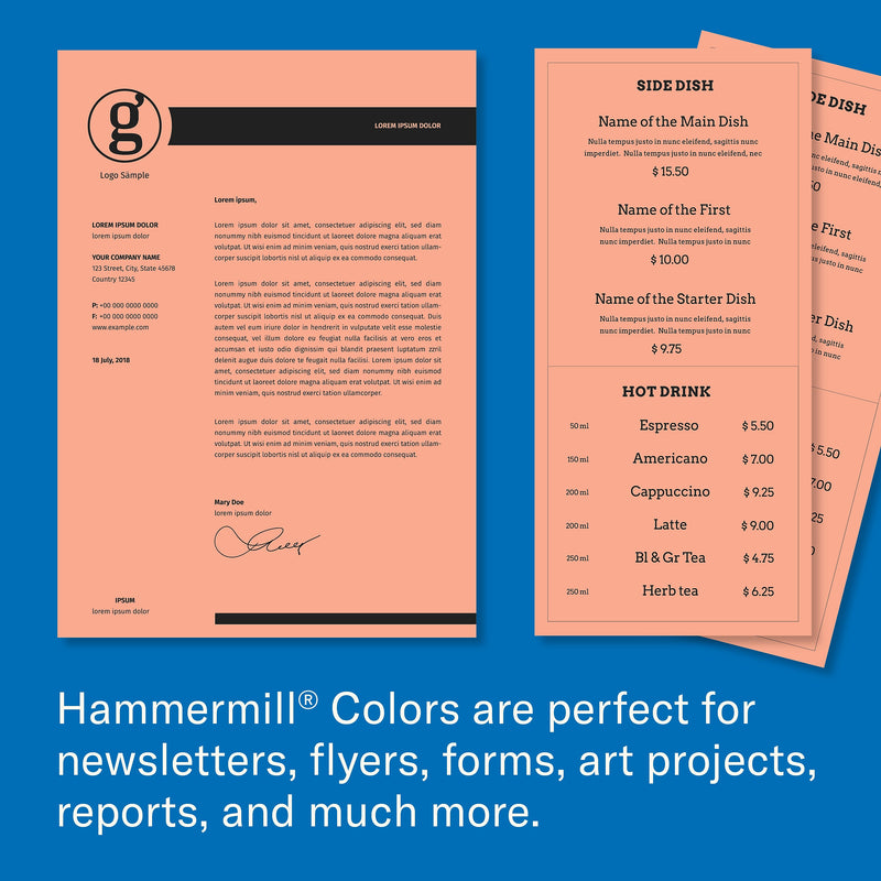 Hammermill 8.5" x 11" Color Copy Paper, 20 lbs., Salmon, 500 Sheets/Pack (103119)