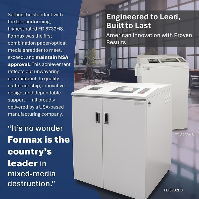 Formax 8732HS Cross-Cut Paper/Optical Media High-Security Office Shredder (FD8732HS)