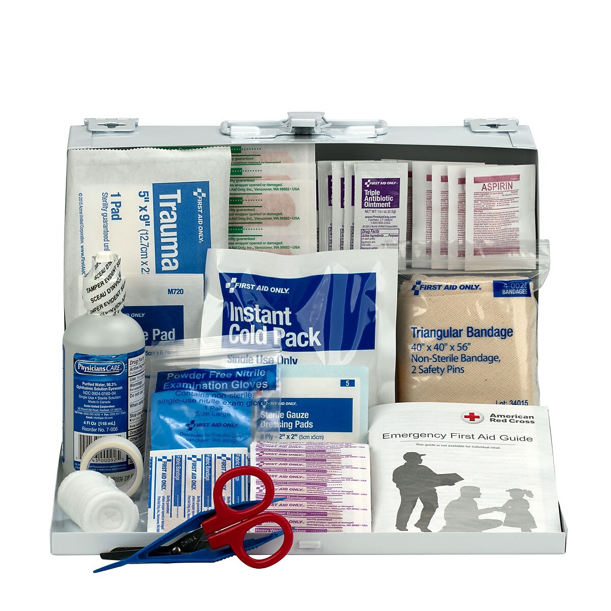 First Aid Only Office Metal First Aid Kit, 25 People, 106 Pieces (FAO224U)
