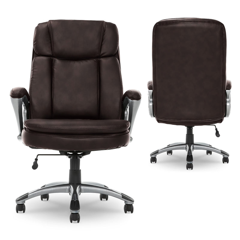 Serta Fairbanks Ergonomic Bonded Leather Executive Big & Tall Chair, 350 lb. Capacity, Chestnut (43675A)