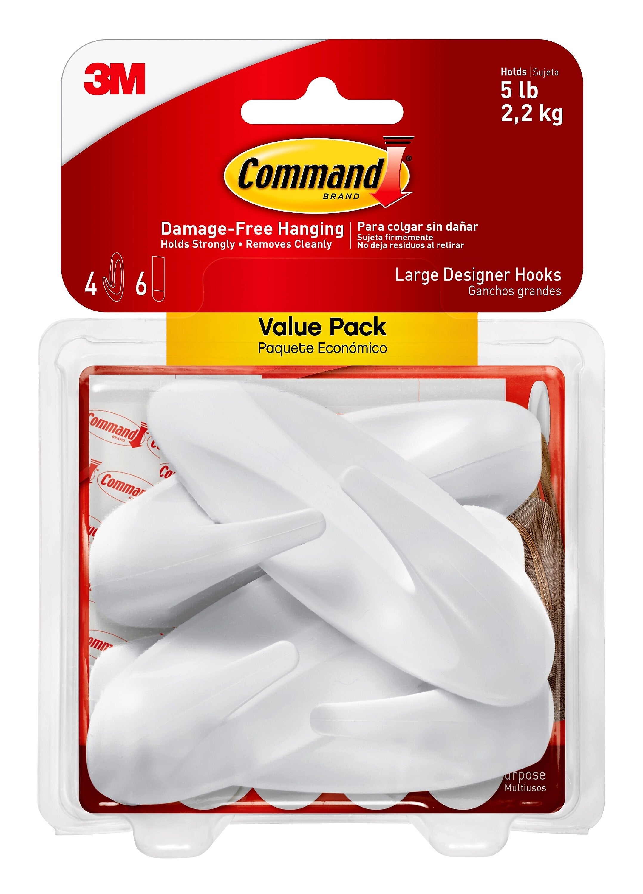 Command Large Decorative Hooks, 5 lb., 4/Pack (17083-4ES)