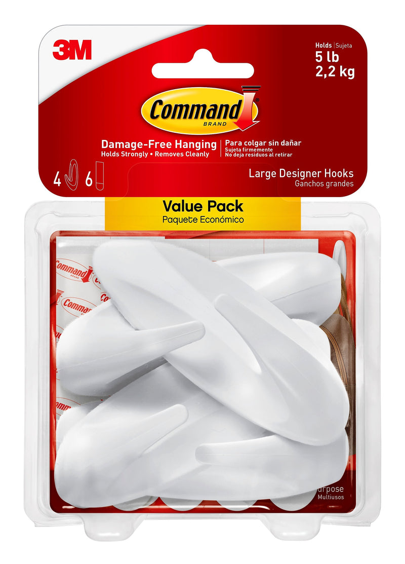 Command Large Decorative Hooks, 5 lb., 4/Pack (17083-4ES)