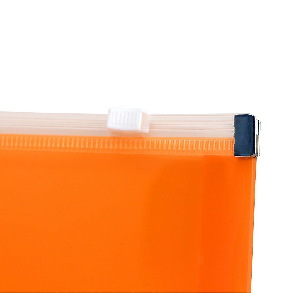 JAM Paper Premium Plastic Expanding Wallet with Zipper Closure, 5" x 10", Orange, 3/Pack (921Z1ORX3)