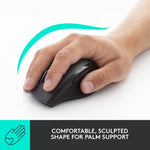 Logitech M705 Marathon Wireless Ergonomic Optical USB Mouse, Charcoal (910-001935)