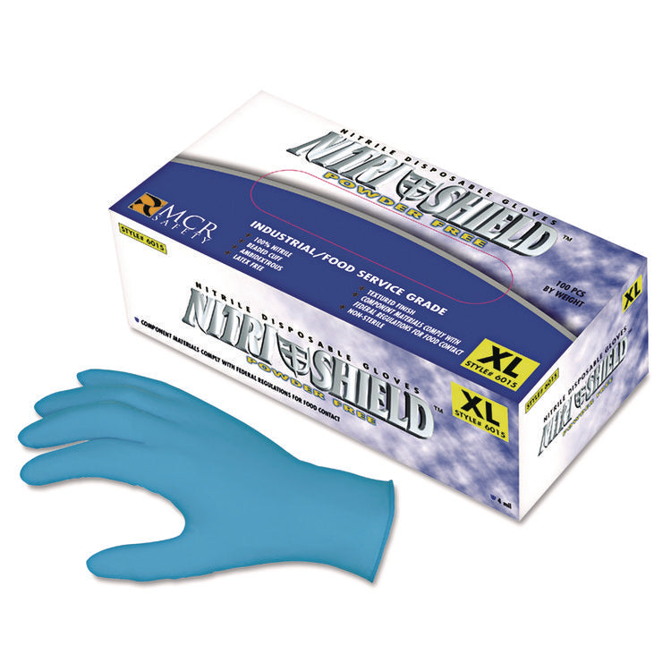 Disposable Nitrile Gloves, Powder-Free, Large, 4 mil Thick, Blue, 100/Box