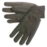 Dotted-Palm Cotton Jersey Gloves, Clute Cut, Straight Thumb, Large, Brown, 12 Pairs