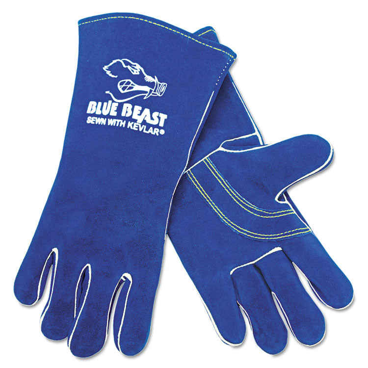 Premium Quality Welder's Gloves, Gunn Cut, Wing Thumb, Large, Blue, 12 Pairs