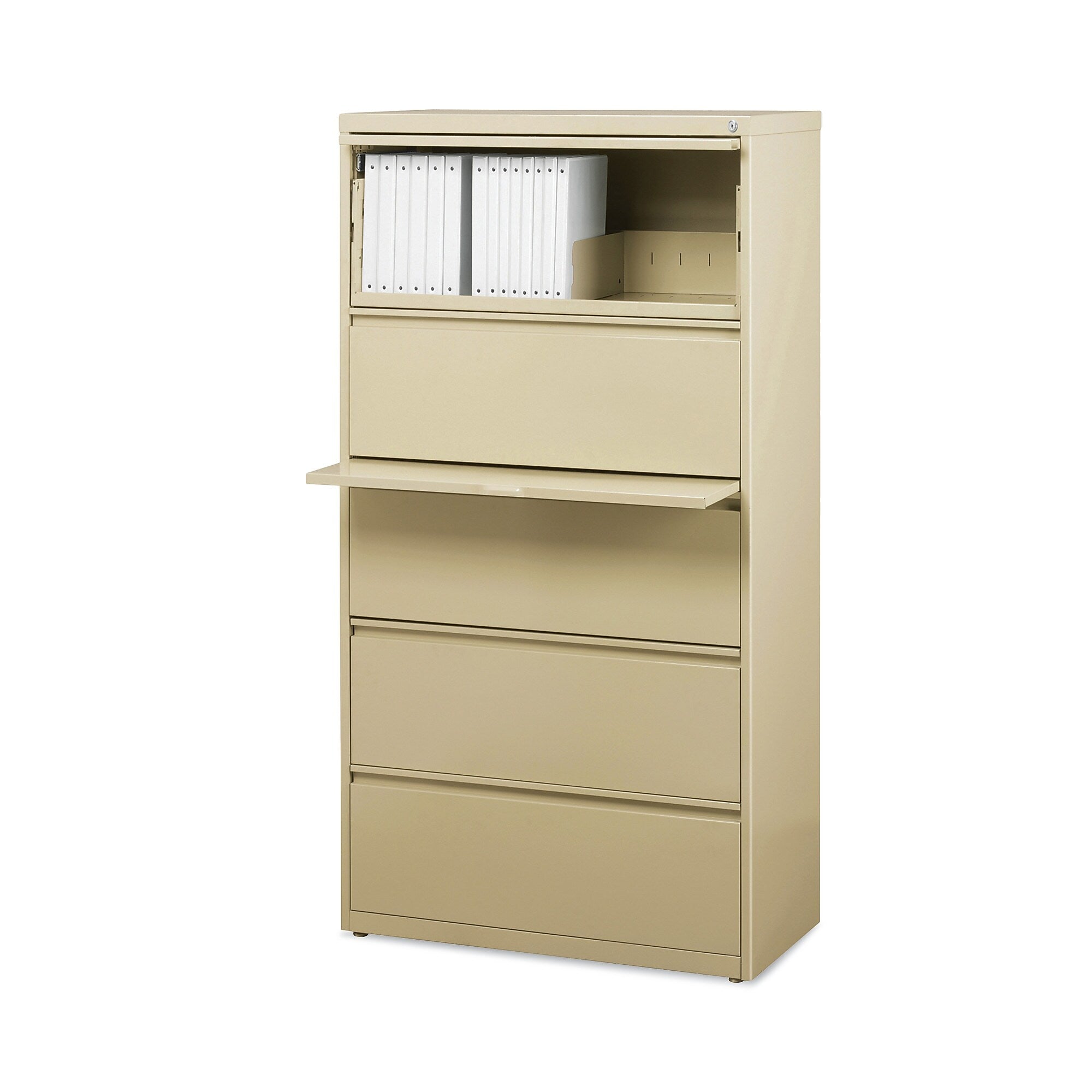 Hirsh Industries® Lateral File Cabinet, 5 Letter/Legal/A4-Size File Drawers, Putty, 30 x 18.62 x 67.62