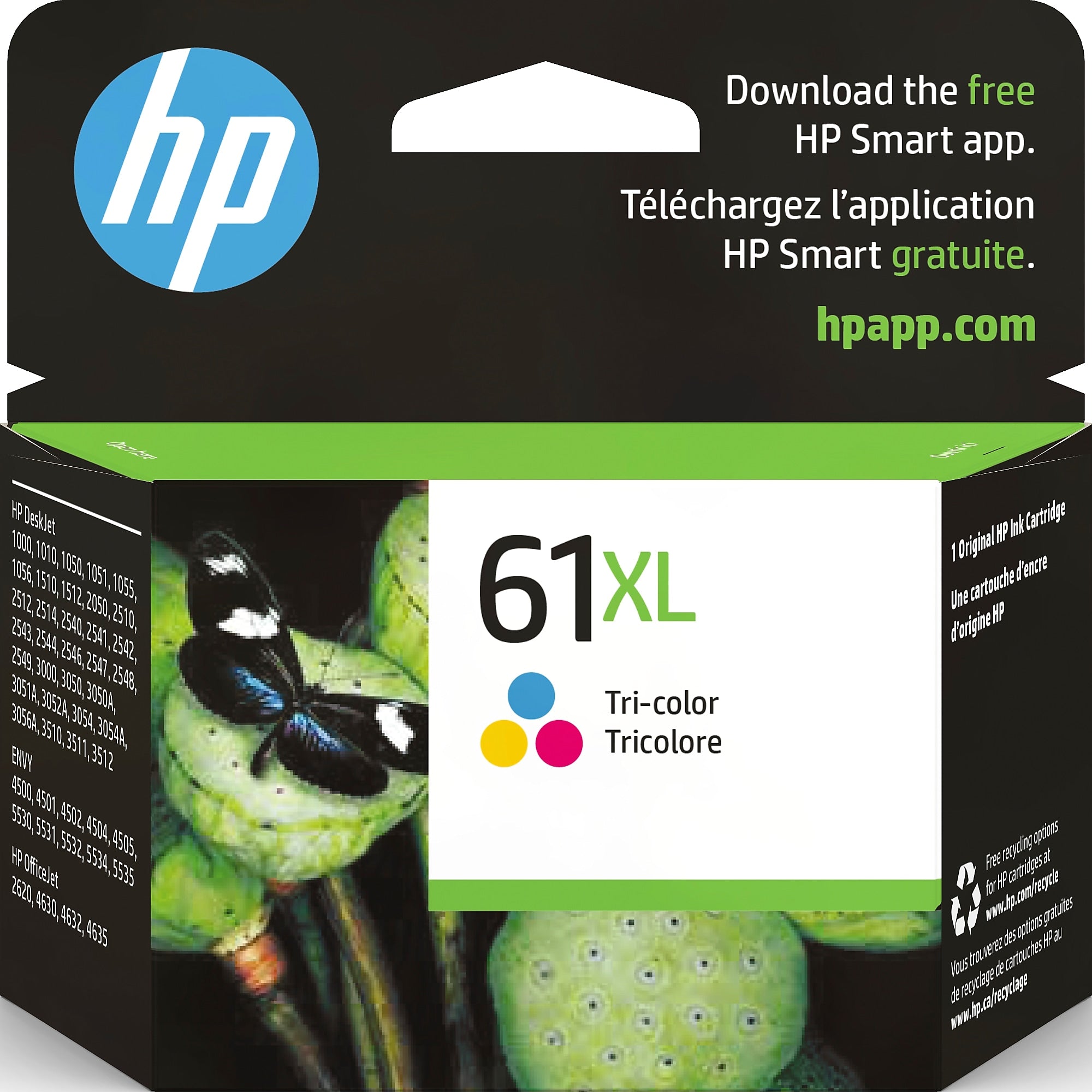 HP 61 Tri-Color High Yield Ink Cartridge, Prints Up to 300 Pages (CH564WN#140)