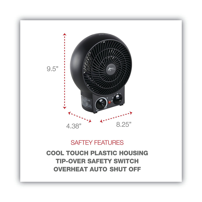 Alera 1500-Watt Heater, 8 1/4" x 4 3/8" x 9 3/8", Black (ALEHEFF10B)