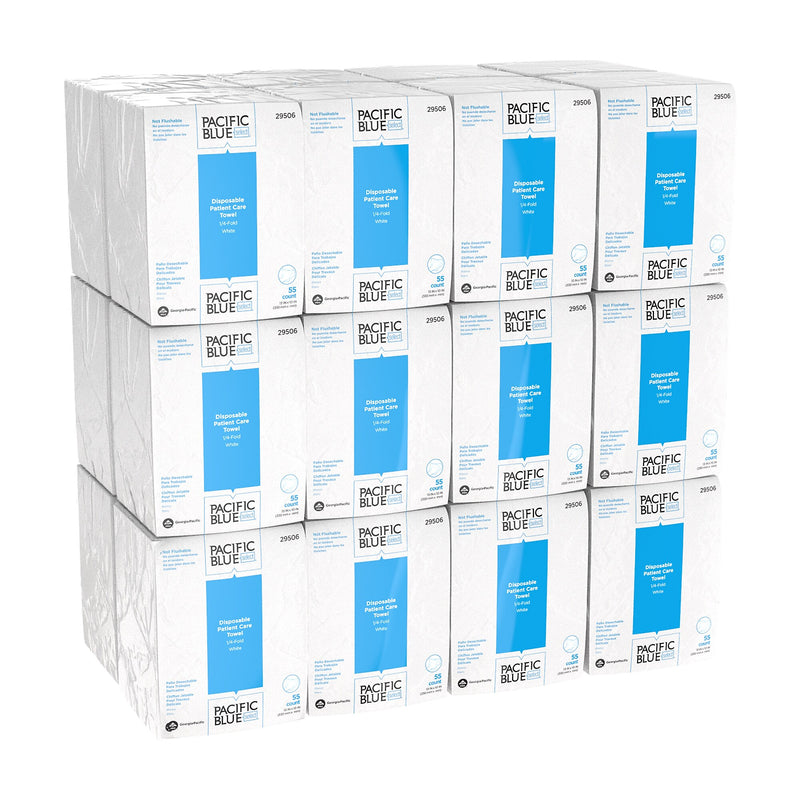 Pacific Blue Select Patient Care Single Fold Paper Towels, 1-ply, 55 Sheets/Pack, 24 Packs/Carton (29506)
