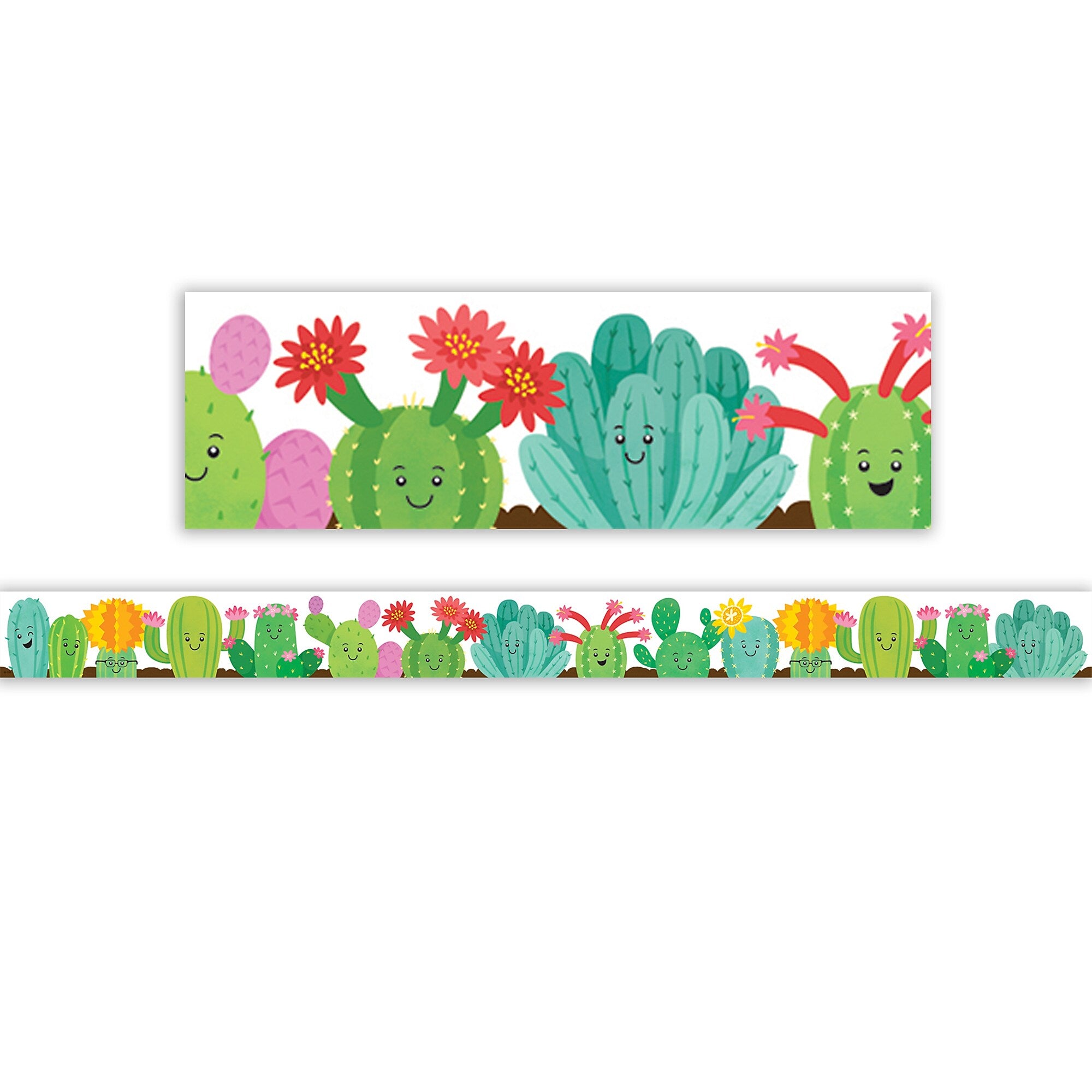 Teacher Created Resources Die-Cut Border Trim, 3" x 2.92', Happy Cactus Crew, 12/Pack, 6 Packs/Bundle (TCR6954-6)
