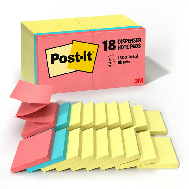 Post-it Pop-up Notes, 3" x 3", Poptimistic Collection, 100 Sheet/Pad, 18 Pads/Pack (R330144B)